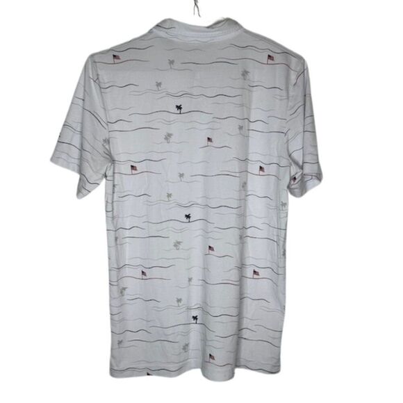 Travis Mathew White SS Polo with Flags‎ and Palm Tree Small Print Size Medium - Picture 3 of 4